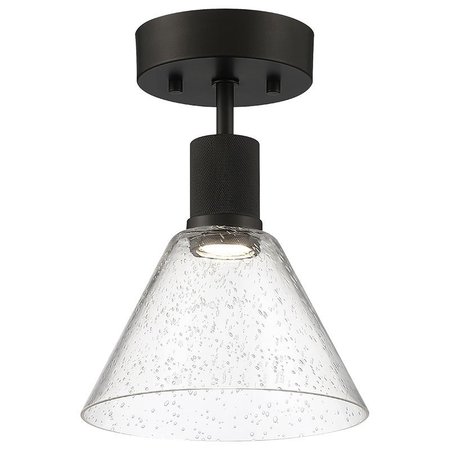 ACCESS LIGHTING Port Nine Martini, Martini LED SemiFlush, Matte Black Finish, Seeded Glass 63146LEDD-MBL/SDG